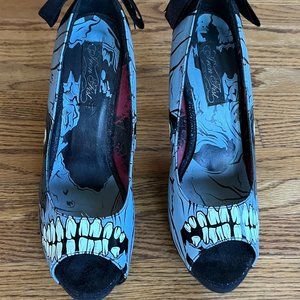 Iron Fist Blue Skull Peep-Toe Heels